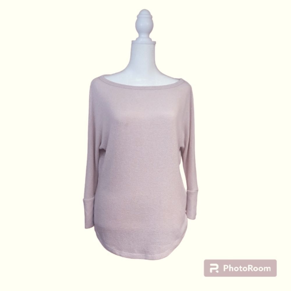 Market & Spruce Light Pink Knit Top Sz XS Lightweight Sweater Boatneck Blouse